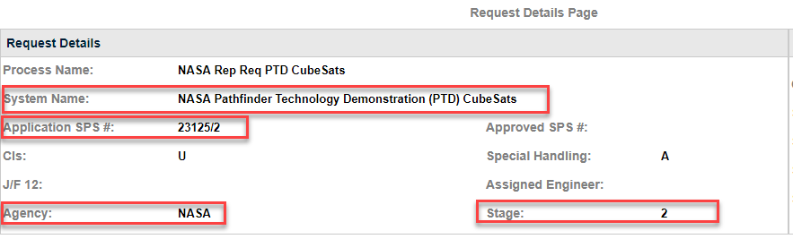 Data located in Request Details Window